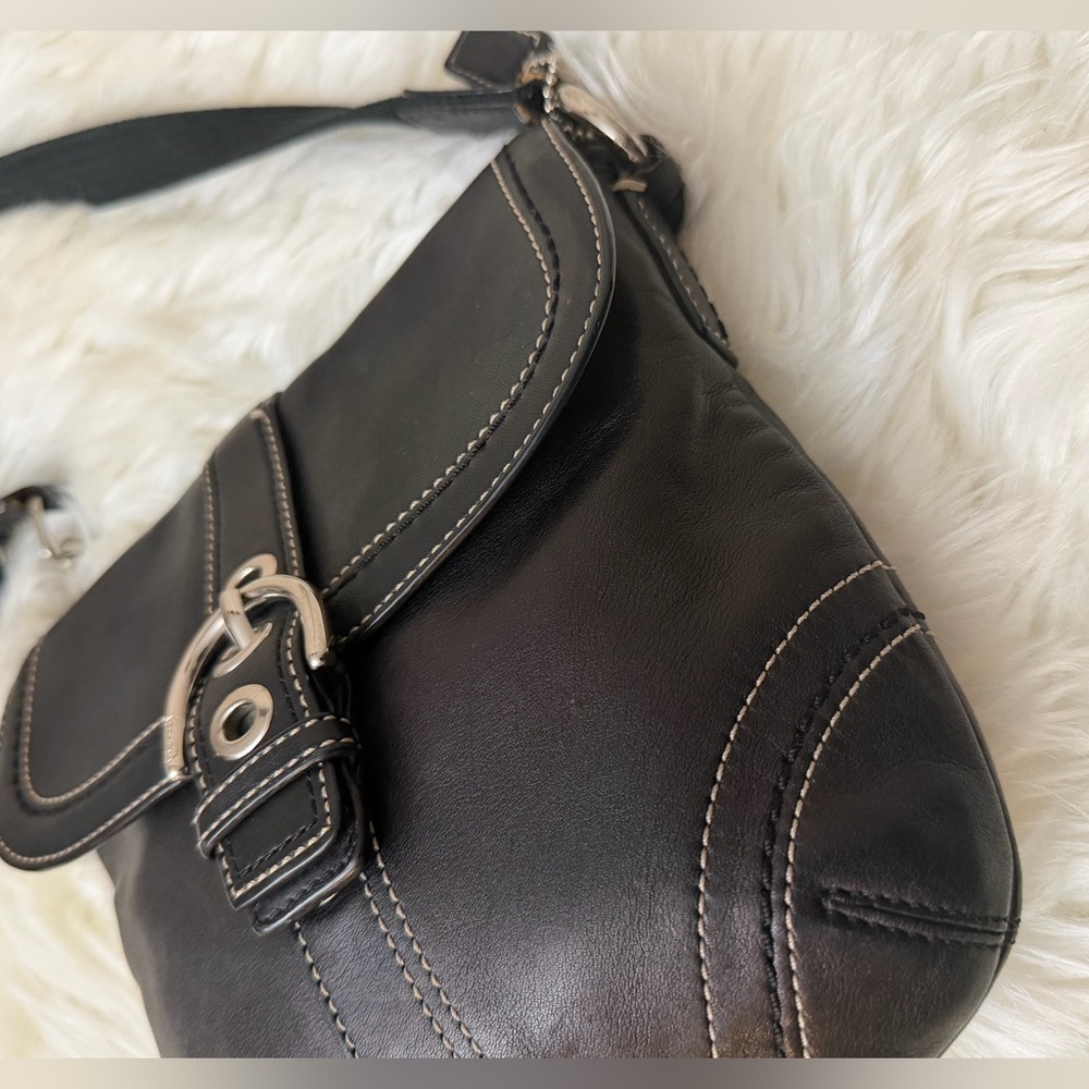 Coach Black Leather Crossbody Bag with Buckle - Picture 6 of 12